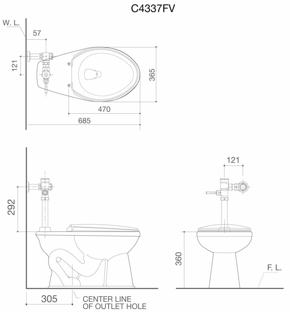 HCG C4337FV Flush Valve Type Commercial Toilet