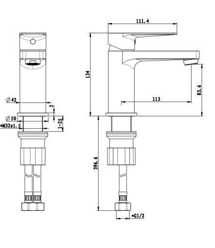 LF16421PX BK technical drawing